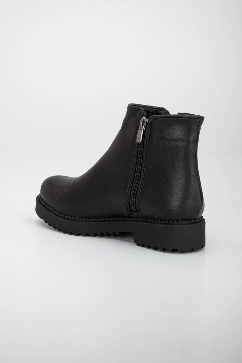 Dilimler Ayakkabı Slices Shoes Laceless Black Women's Boots with Zipper Accessories