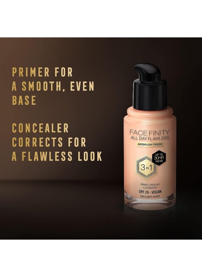 Max Factor Facefinity All Day Flawless Foundation - C40 Light Ivory, 30Ml  - Image 3