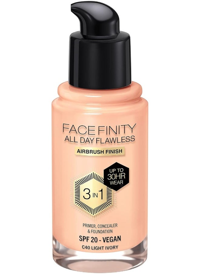 Max Factor Facefinity All Day Flawless Foundation - C40 Light Ivory, 30Ml  - Image 4