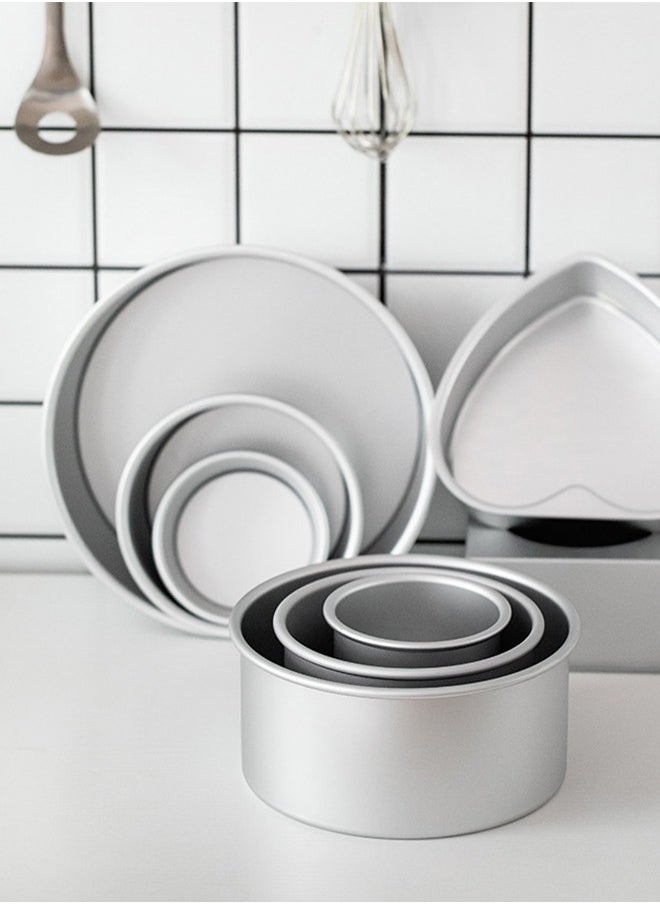 DUNISO - 5 Pieces of Circular cake molds, aluminum alloy increase in height baking mold，baking tray, detachable bottom,curled edge design，suitable for making baked cake cheesepudding, silver - Image 1