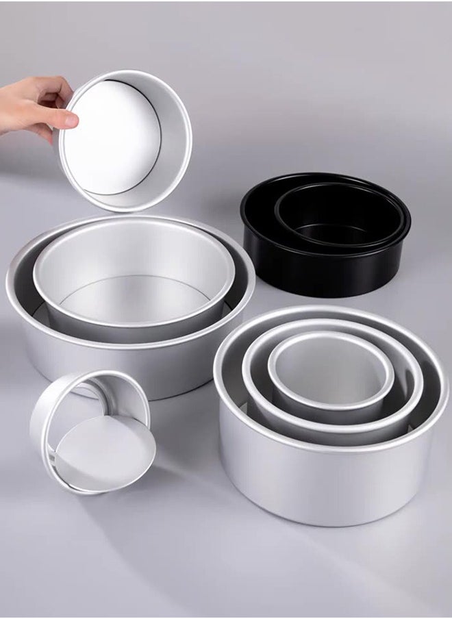 DUNISO - 5 Pieces of Circular cake molds, aluminum alloy increase in height baking mold，baking tray, detachable bottom,curled edge design，suitable for making baked cake cheesepudding, silver - Image 1