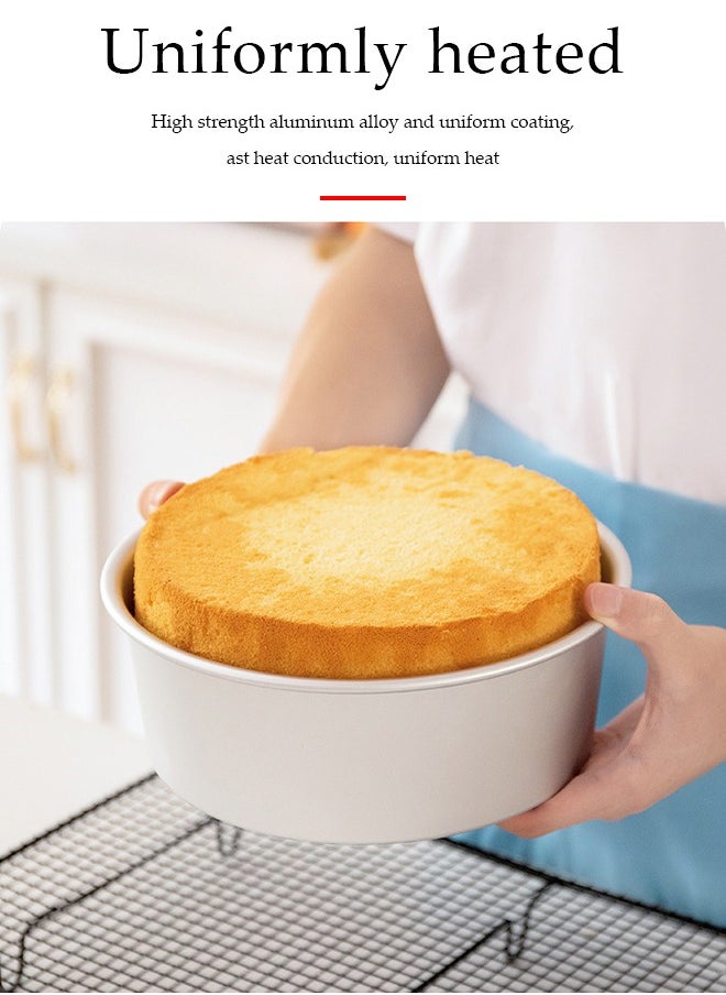 DUNISO - 5 Pieces of Circular cake molds, aluminum alloy increase in height baking mold，baking tray, detachable bottom,curled edge design，suitable for making baked cake cheesepudding, silver - Image 1