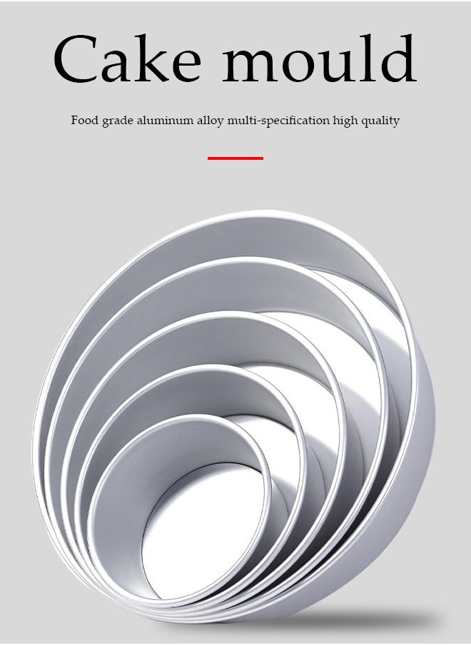DUNISO 5 Pieces of Circular cake molds, aluminum alloy increase in height baking mold，baking tray, detachable bottom,curled edge design，suitable for making baked cake cheesepudding, silver  - Image 3