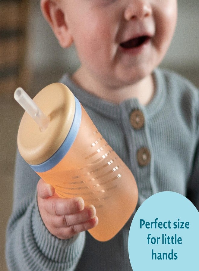 The First Years Silicone Squeeze & Sip Straw Cup - Spill-Proof Toddler Training Cups - Dishwasher Safe - Orange and Blue - 7 oz - 2 Count - Ages 6 Months+ - Image 4