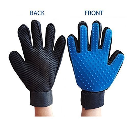 Flipco Pet Hair Remover Glove Gentle Pet Grooming Glove Brush Efficient Deshedding Glove Massage Mitt with Enhanced Five Finger Design Perfect for Dogs, Cats with Long & Short Fur (Blue, Black 1 pcs) - Image 3