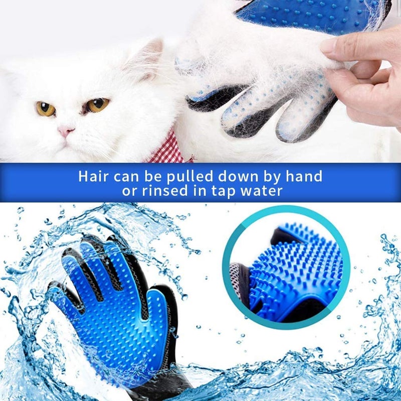 Flipco Pet Hair Remover Glove Gentle Pet Grooming Glove Brush Efficient Deshedding Glove Massage Mitt with Enhanced Five Finger Design Perfect for Dogs, Cats with Long & Short Fur (Blue, Black 1 pcs) - Image 5