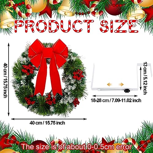 Hotop 2 Pcs Christmas Headstone Wreath Hanger Set for Cemetery Christmas Memorial Wreath for Grave Red Bowknot Natural Pine Cones Red Berries Wreath for Grave Marker Gravestone Decorations - Image 3