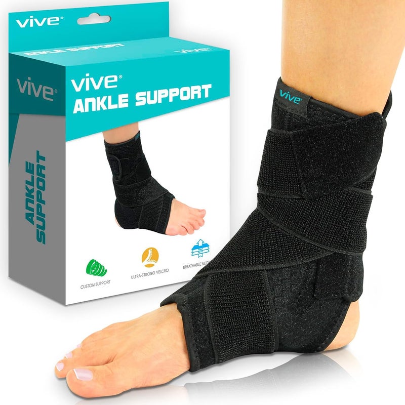 Vive Sprained Ankle Brace for Women Men  Right or Left Compression Foot Immobilizer Support  Basketball Volleyball Neoprene Stabilizer Wrap Protector  Tendonitis Heel Spur Running Feet Sprain - Image 1