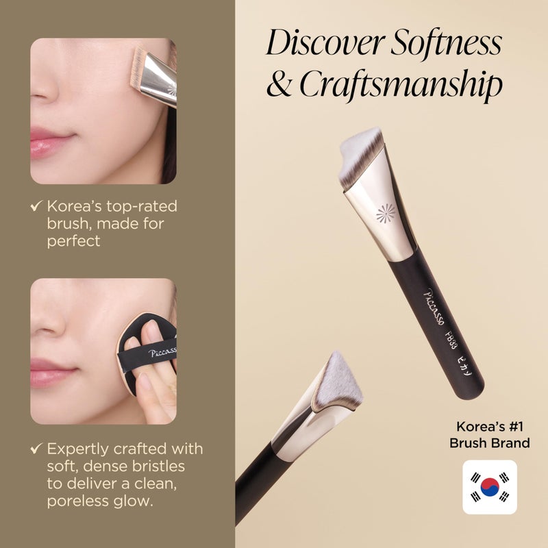 Piccasso FB33 Foundation Brush â€“ Tapping Cover Brush for Liquid & Cream Foundation, Fills Pores with Soft Bristles for Smooth and Flawless Face Makeup, Professional Korean Beauty Tool - Image 3