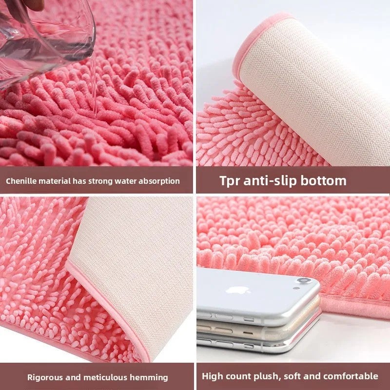 Y&D Chenille Bath Mat Non-Slip Super Absorbent, Quick-Dry Floor Rug for Bathroom, Kitchen & Bedroom, Eco-Friendly with Latex Anti-Skid Backing - Image 5