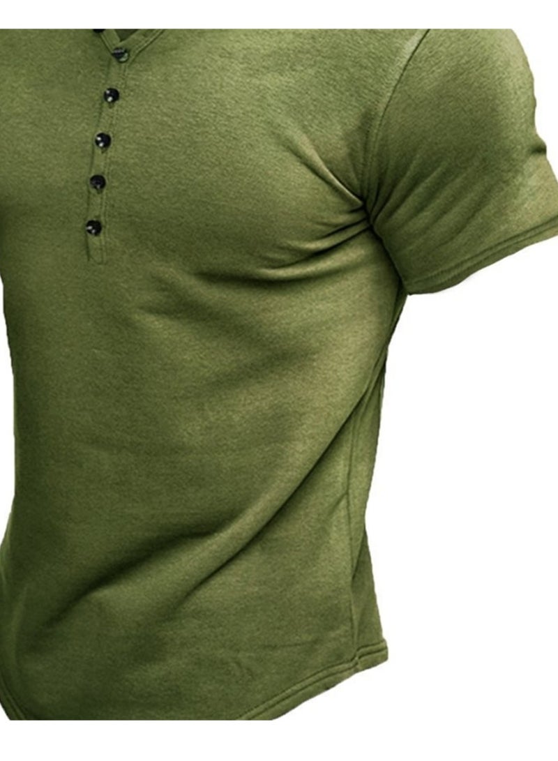 Summer new men's short-sleeved men's solid color T-shirt tops - Image 4