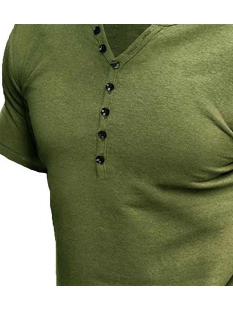 Summer new men's short-sleeved men's solid color T-shirt tops - Image 3