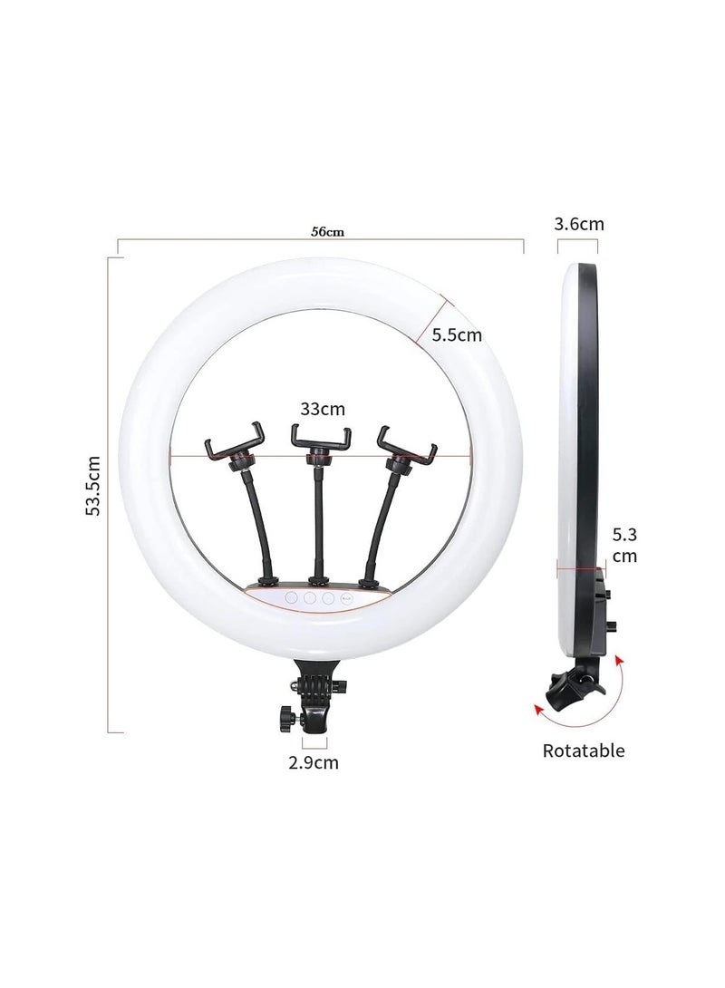 22" RGB Ring Light with 3 Phone Holders – Adjustable LED Professional Makeup Ring Light Setup for Instagram Reels, Vlogging, Photoshoots, Videography – Compatible with iPhone/Android & Cameras  - Image 2