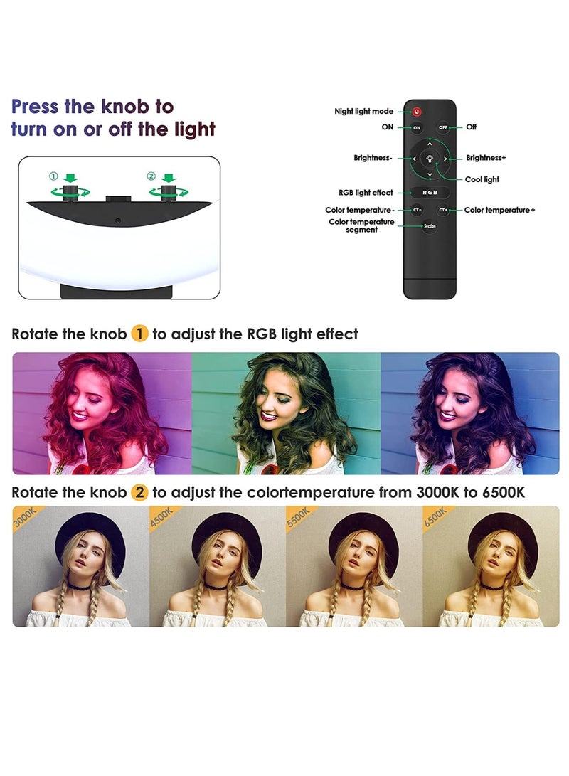 22" RGB Ring Light with 3 Phone Holders – Adjustable LED Professional Makeup Ring Light Setup for Instagram Reels, Vlogging, Photoshoots, Videography – Compatible with iPhone/Android & Cameras  - Image 4