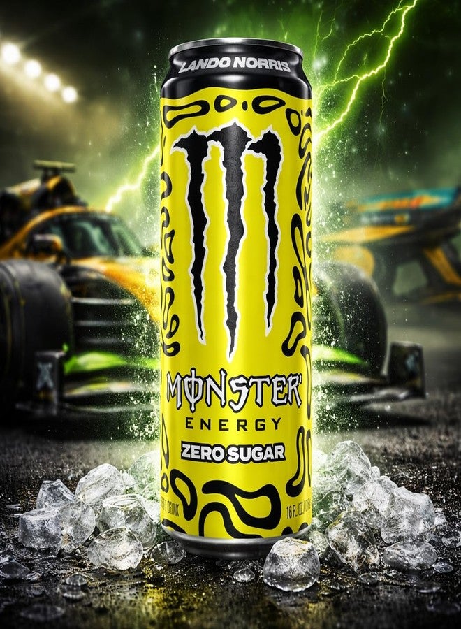 Monster Energy Lando Norris Edition Zero Sugar (Pack of 6) 500ml Each Can By COUGAR – Zero Sugar Energy Drink with Refreshing Taste, Carbonated Beverage with Caffeine & B Vitamins – Large Performance Drink for Workouts, Gaming & Long Days - (IMPORTED-UK) - Image 5
