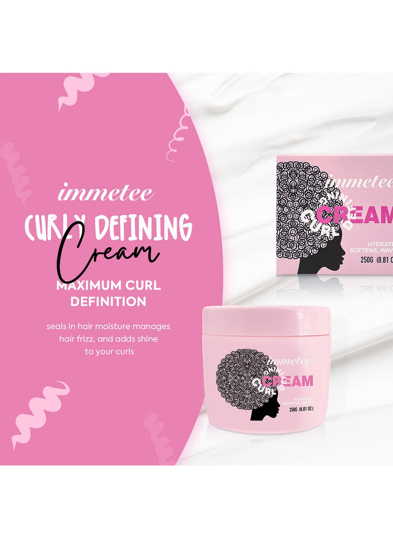 Immetee Curl Defining Cream Hydrating Moisturizing Lightweight Safe Natural Curl Enhancing Cream to Soften the Hair and Reduce Frizz for Thick and Curly Hair 250g  - Image 4