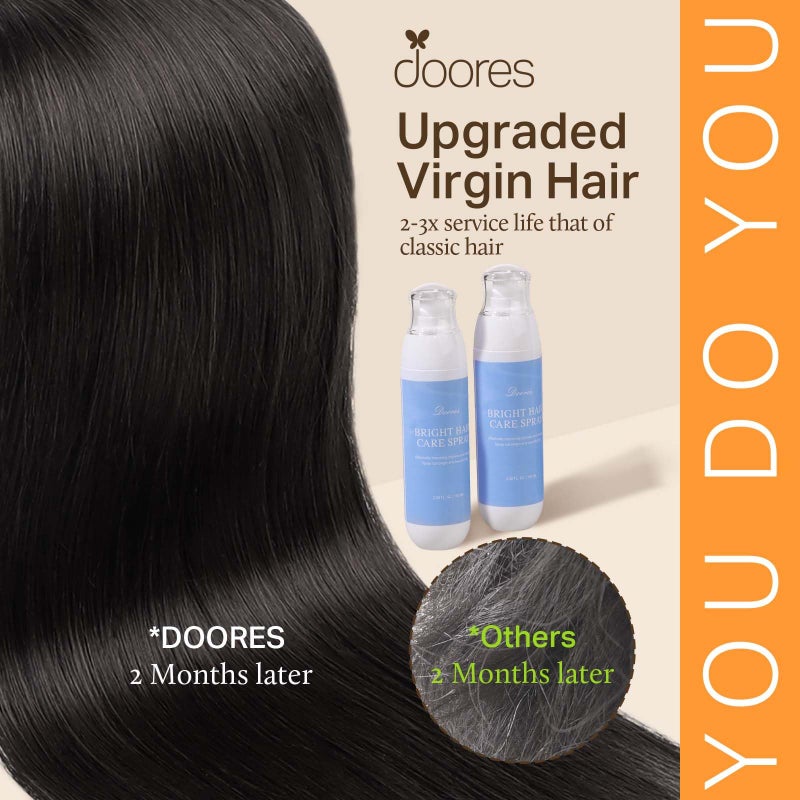 DOORES Hair Extensions Seamless Clip in Human Hair, Natural Black 18 Inch 110g 7pcs, Clip in Extensions Remy Straight Invisi Edge Weft - Image 3