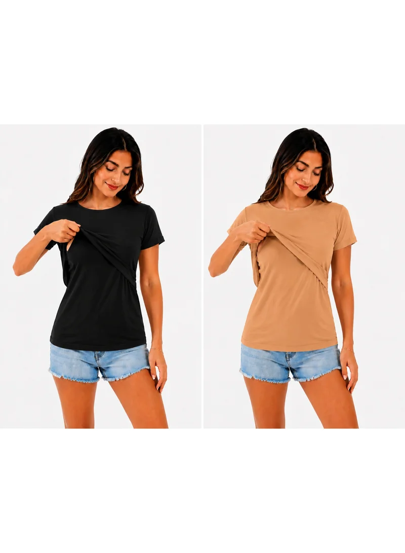 TUMMY Double Layered Maternity Nursing Top Combo Pack of 2pc