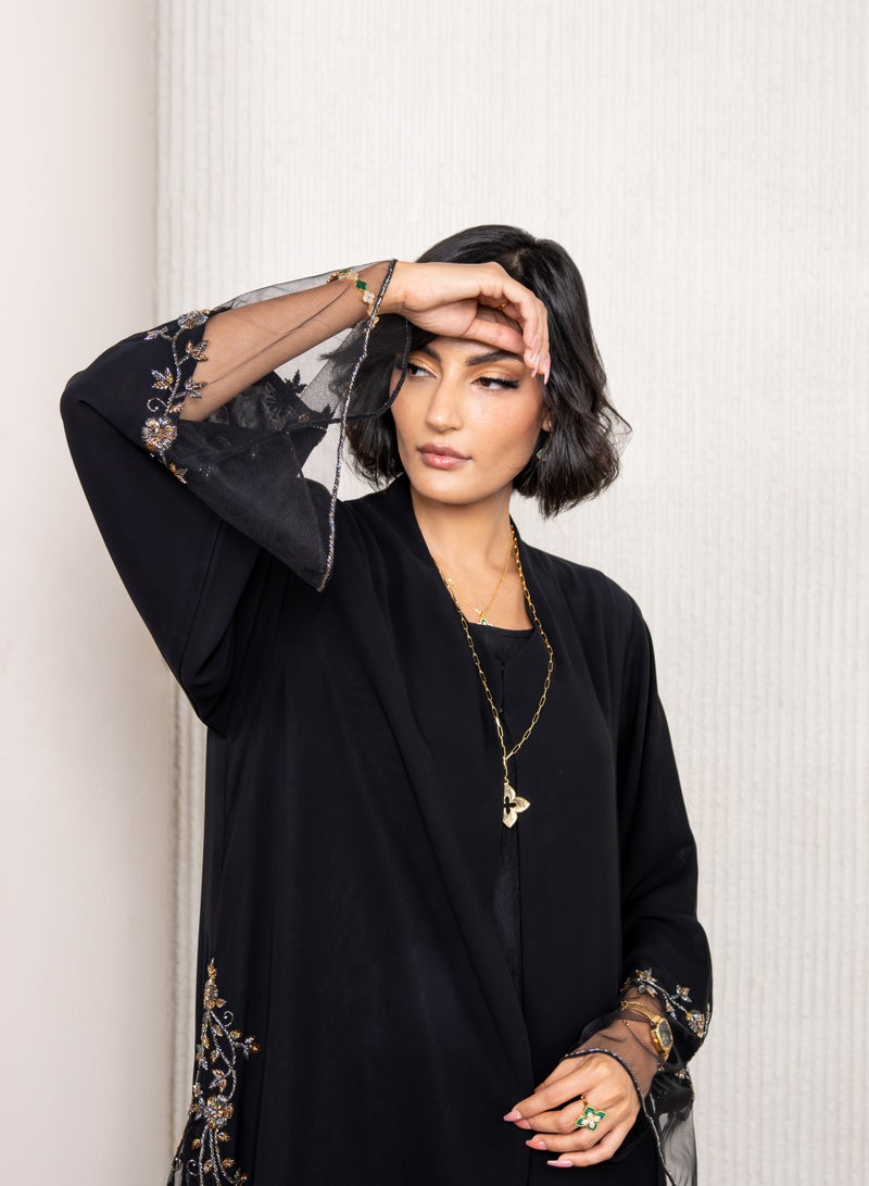 لوف عباية دبل شيفون وتور خفيف علي الجوانب والاكمام - Image 3