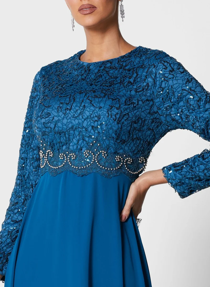 Khizana Embroidered Belt Flare Dress