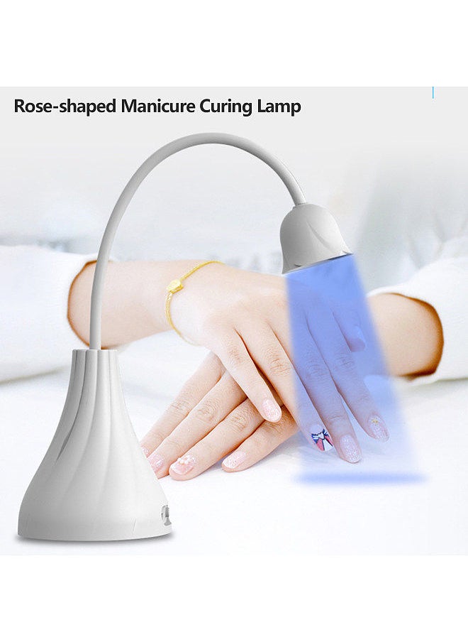 Desktop Rechargeable Manicure Lamp Nail Patch Mini Quick-drying Phototherapy Machine 360-degree Rotatable Rose-shaped Curing Lamp