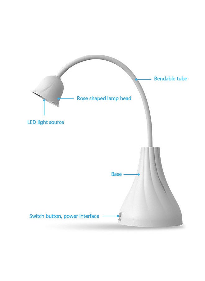 Desktop Rechargeable Manicure Lamp Nail Patch Mini Quick-drying Phototherapy Machine 360-degree Rotatable Rose-shaped Curing Lamp