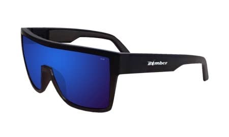 BOMBER Saftey Glasses for Men and Women, Blue Mirror Safety Lens, with Matte Black Square Frame and Non Slip Foam lining, Removable Side Shields included, z87 Compliant - BZ103BM - Image 2