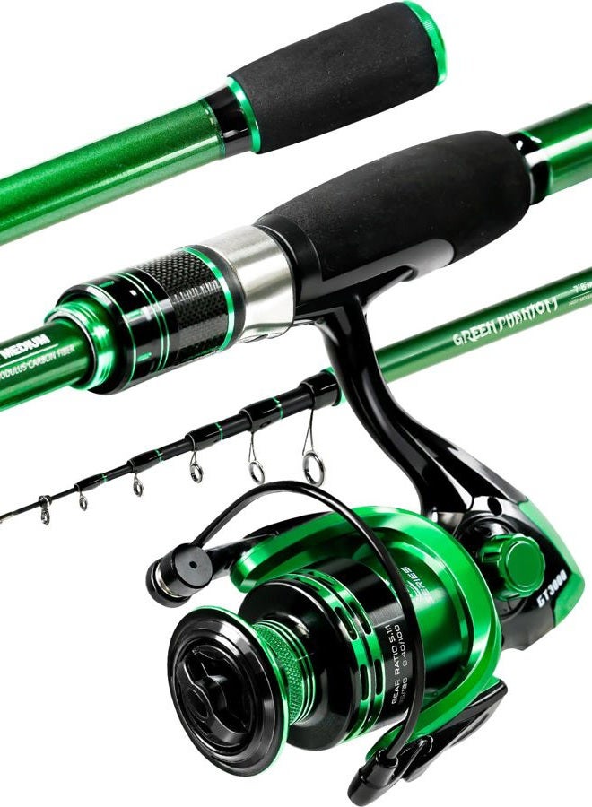 Ghosthorn Fishing Rod and Reel Combo, Graphite Telescoping Fishing Pole Collapsible Travel Compact Rod for Freshwater Saltwater Fishing Gifts for Men Women - Image 1