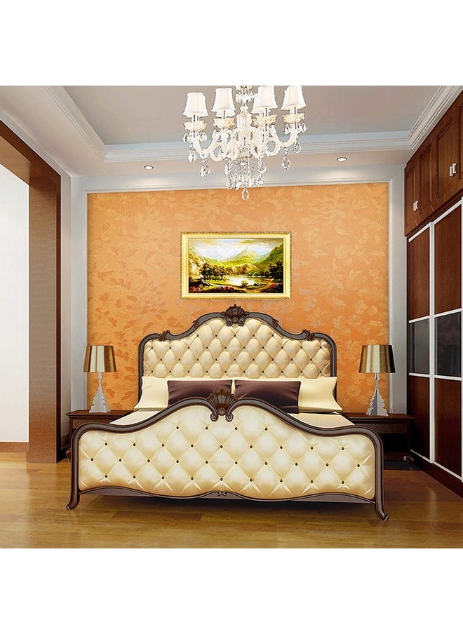 wolpin - wolpin Wall Sticker Wallpaper Embossed Decal Floral Home Decoration (45 X 600 Cm), Living Room, Bedroom, Textured, Diy Self Adhesive, Gold, 600 MM - Image 1