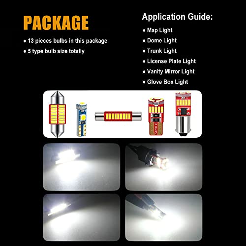DODOFUN Interior LED Light Kit Compatible with 1996-2002 Toyota 4Runner (13-pc Bulb 6000k) - Image 3