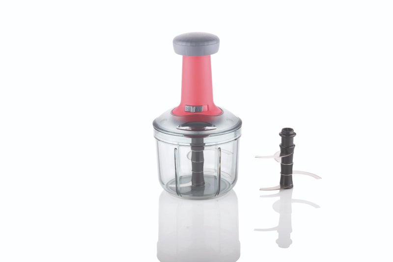 HAPPI Manual Push Chopper 900ml Steel Blade Hand Press Vegetables Chopper Kitchen For Cutting Salad, Onion, Chilly Mixer (Pink) - Image 2