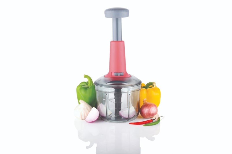 HAPPI Manual Push Chopper 900ml Steel Blade Hand Press Vegetables Chopper Kitchen For Cutting Salad, Onion, Chilly Mixer (Pink) - Image 5