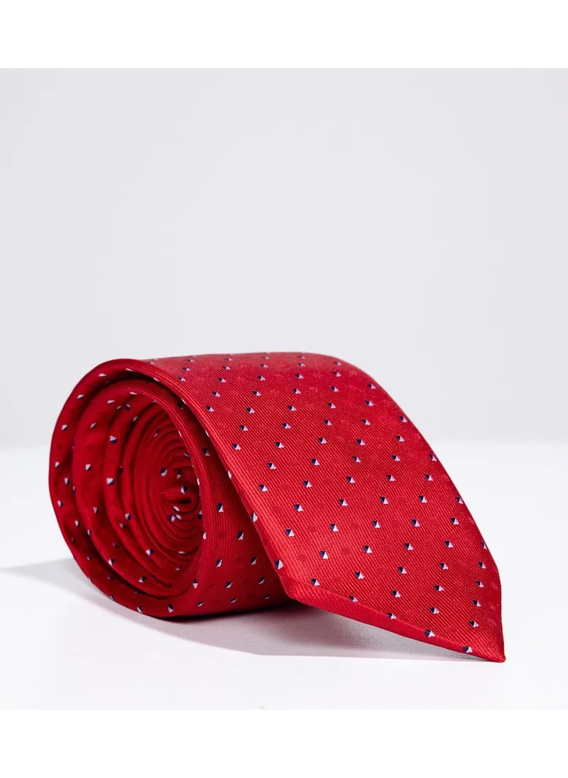 Tudors Classic Patterned Red Tie with Pocket Handkerchief