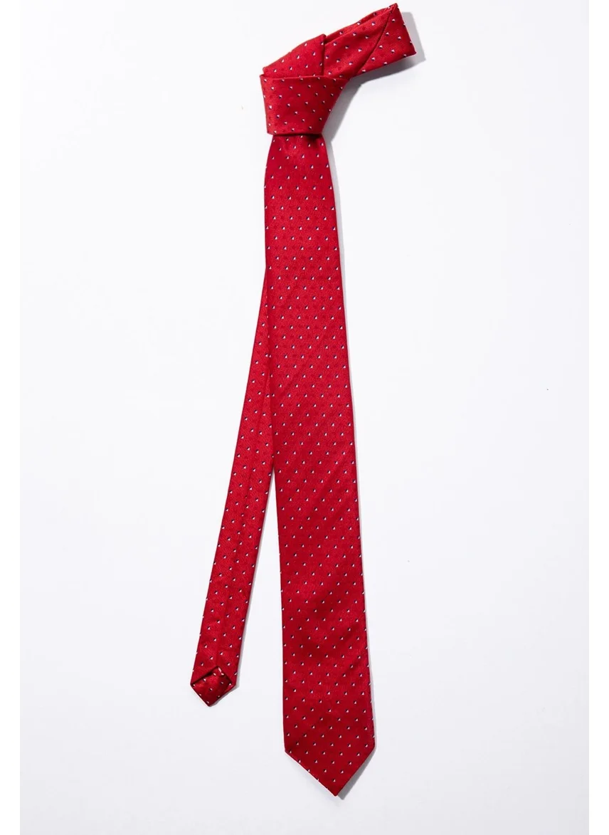 Tudors Classic Patterned Red Tie with Pocket Handkerchief