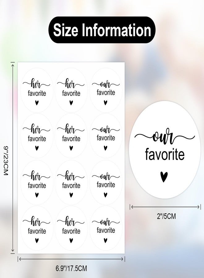 G2PLUS 120Pcs His Her Our Favorite Stickers - 2'' Round Wedding Favors, White & Black Sealing Labels for Wedding,Party Favors,Bridal Shower Favor Labels - Image 3
