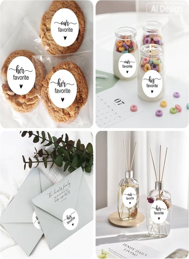 G2PLUS 120Pcs His Her Our Favorite Stickers - 2'' Round Wedding Favors, White & Black Sealing Labels for Wedding,Party Favors,Bridal Shower Favor Labels - Image 4