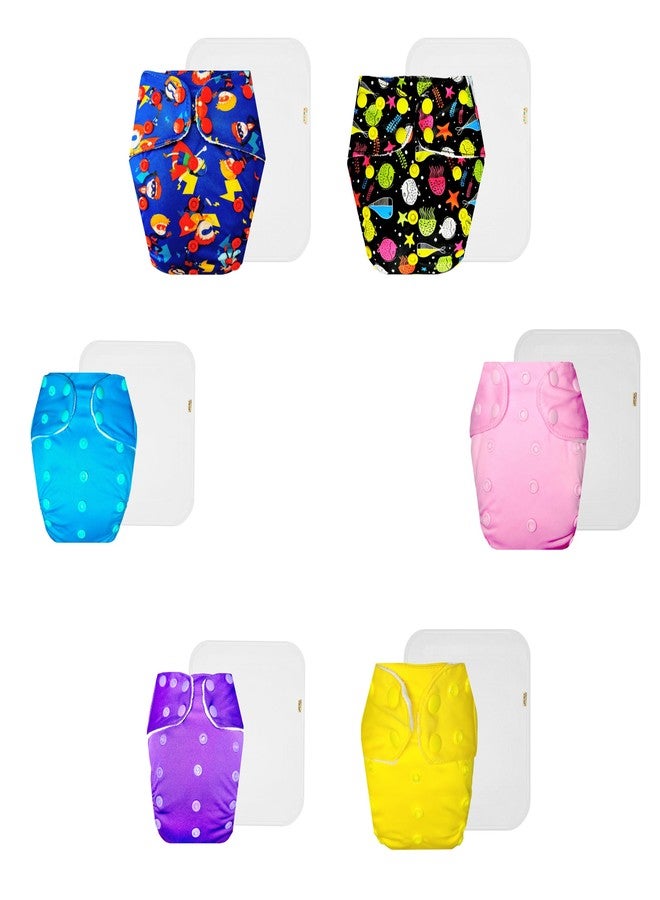 Dumbledo Premium Cloth Diaper with Cotton Insert (Pack of 6) | Soft & Gentle | Breathable | Quick Dry | Ideal for Toddlers | 3 Months - 3 Years | Unisex Baby - Image 1