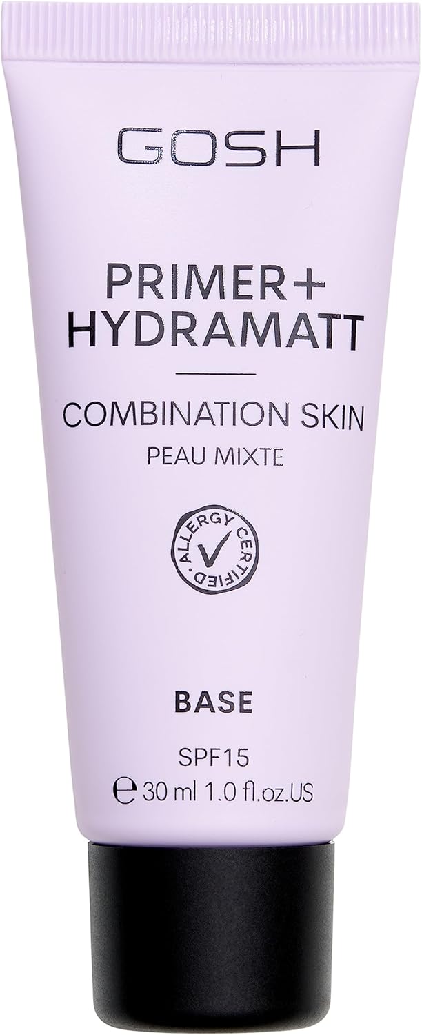 gosh برايمر هيدرامات من جوش | برايمر للوجه للبشرة الدهنية والبشرة المختلطة | برايمر مرطب مطفي | برايمر للبشرة قائم على الماء | برايمر مكياج مع SPF 15 | خالي من العطور ومعتمد للحساسية ونباتي