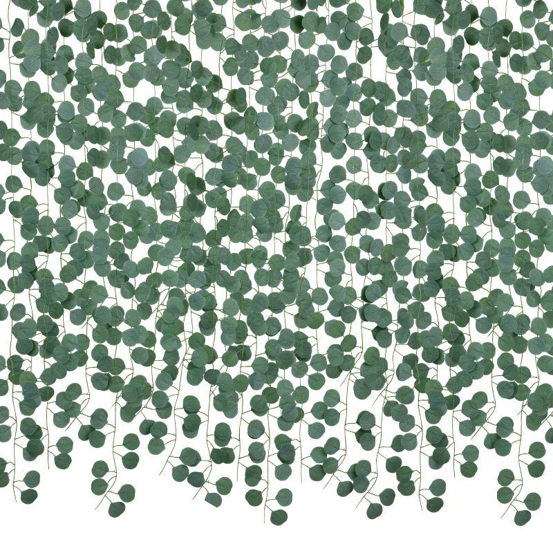 DearHouse 86 Feet 12 Strands Artificial Eucalyptus Leaf Plants Vine Hanging Eucalyptus Garland for Home Kitchen Office Wedding Wall Decor
