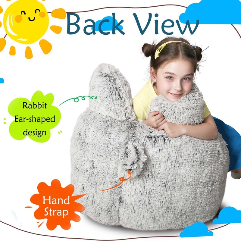Aodenge Fluffy Bean Bag Chair for Kids, with Plush Faux Fur Cover, 2.5FT Memory Foam Bean Bag Chairs for Teens & Kids, Ultra Soft Sofa for Living Room/Bedroom/Dorm,Grey - Image 5