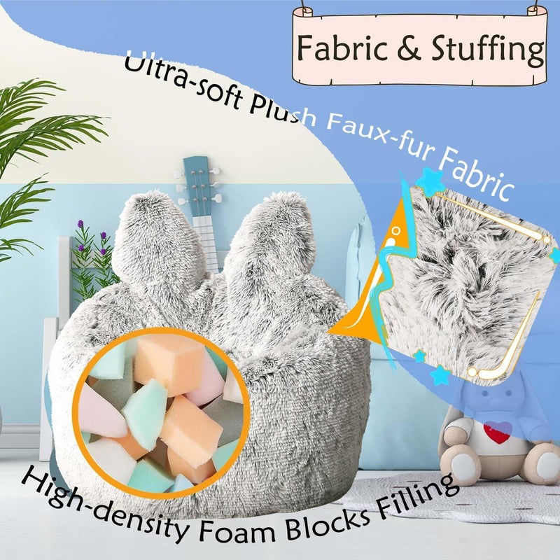 Aodenge Fluffy Bean Bag Chair for Kids, with Plush Faux Fur Cover, 2.5FT Memory Foam Bean Bag Chairs for Teens & Kids, Ultra Soft Sofa for Living Room/Bedroom/Dorm,Grey - Image 4