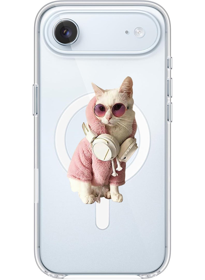 Theodor Magnetic Case for Apple iPhone 17 Air Compatible with MagSafe Wireless Charging, Shockproof Phone Bumper Cover - White Cat - Image 1