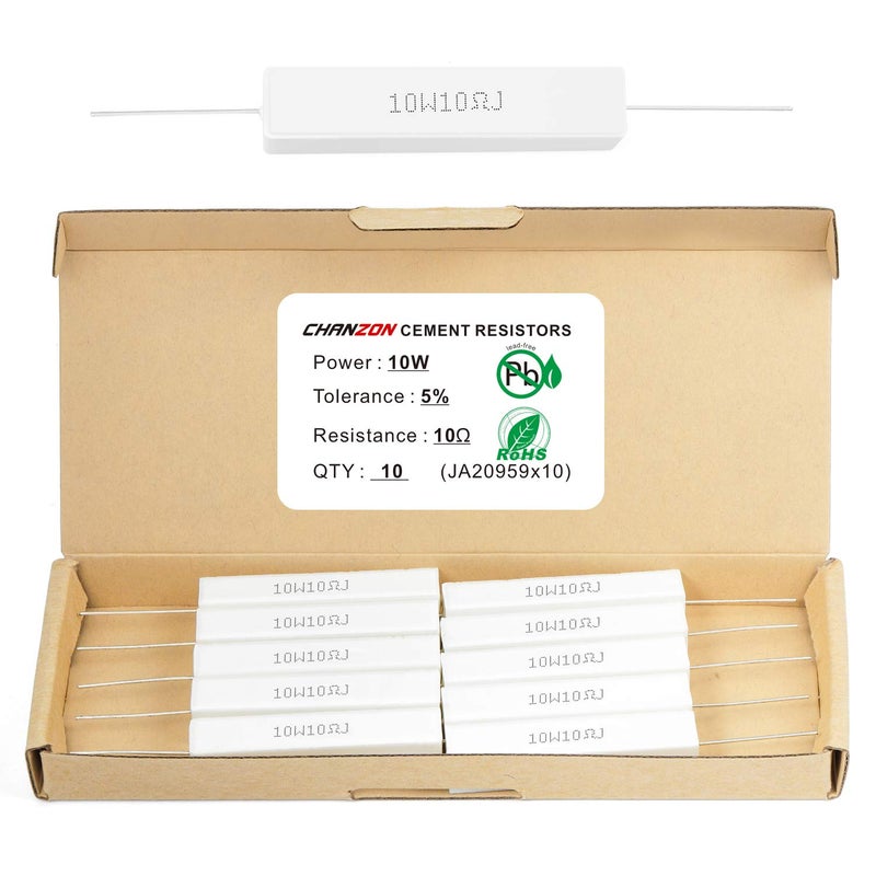 CHANZON 10 قطع 10 واط مقاوم سيراميكي أسمنتي 10 أوم ±5% تحمل مقاومة سلكية Induction 10R - Image 3
