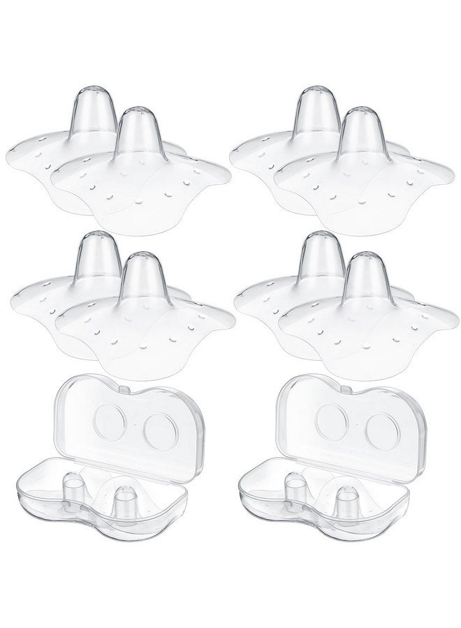 Nuanchu 8 Pcs Contact Nipple Shield for Breastfeeding Newborn, Nipple Protector for Protecting Sore, Flat or Inverted Nipple with Carrying Case Silicone Nipple Extender for Nipple(24 mm/ 0.94 Inch,Clear) - Image 1
