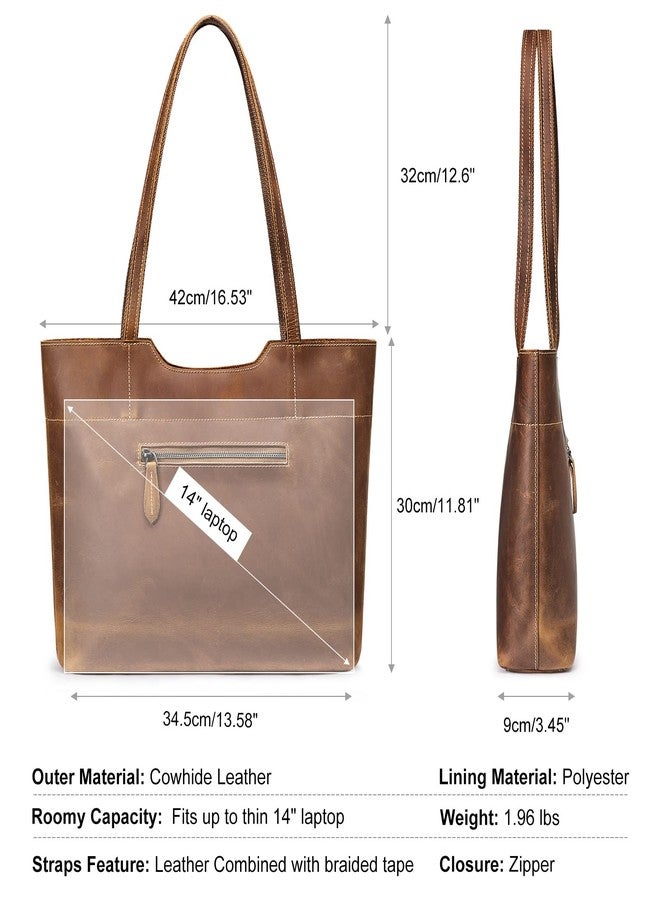 S-ZONE ZONE Vintage Genuine Leather Tote Bag for Women Large Handbag Shoulder Purse - Image 3