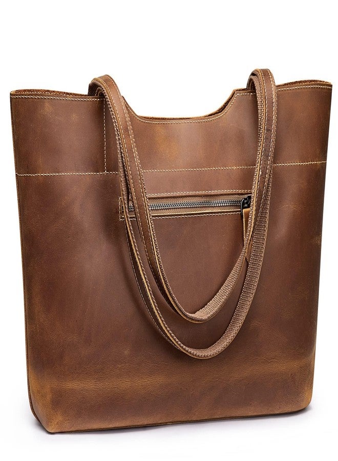 S-ZONE ZONE Vintage Genuine Leather Tote Bag for Women Large Handbag Shoulder Purse - Image 1