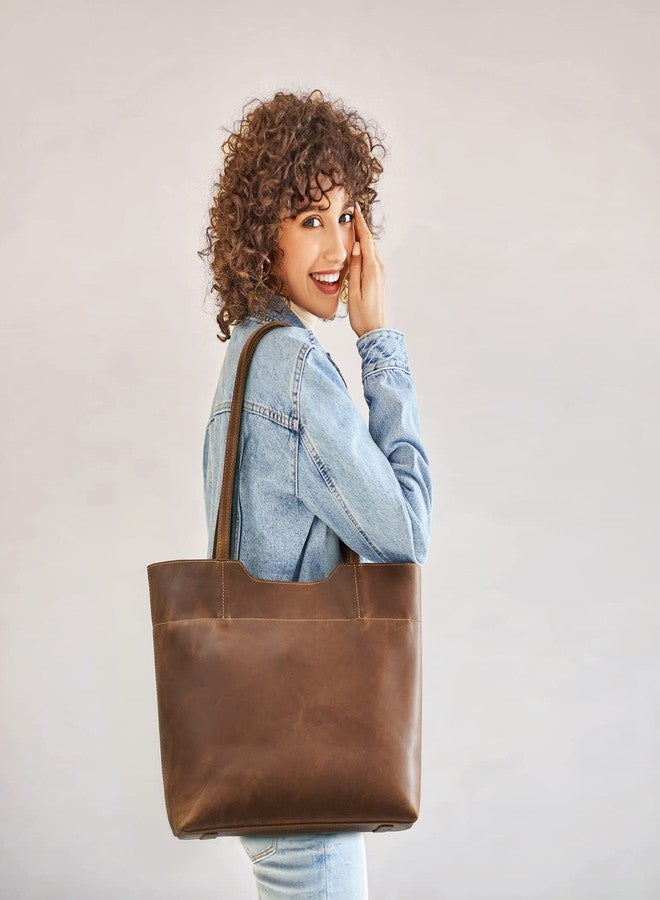 S-ZONE ZONE Vintage Genuine Leather Tote Bag for Women Large Handbag Shoulder Purse - Image 2