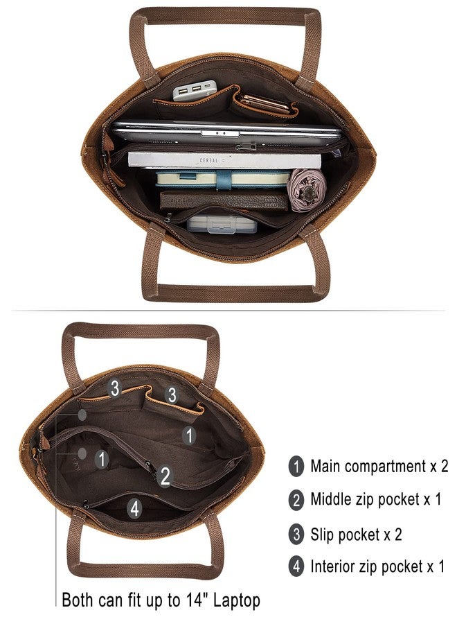 S-ZONE ZONE Vintage Genuine Leather Tote Bag for Women Large Handbag Shoulder Purse - Image 4