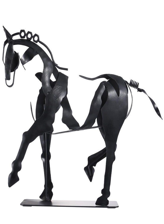 SunBlogs Art Handmade Horse Statue - Unique Rustic Decor for Office & Home - Hand-Painted Metal Sculpture - Perfect Handicraft Gift for Horse Lovers (Black) - Image 2