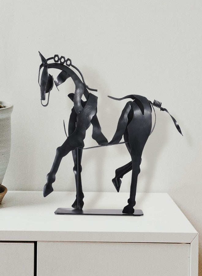 SunBlogs Art Handmade Horse Statue - Unique Rustic Decor for Office & Home - Hand-Painted Metal Sculpture - Perfect Handicraft Gift for Horse Lovers (Black) - Image 4
